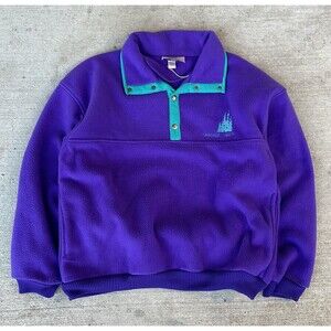 VTG 90s Arctic Image Cascade Lakes Purple Fleece Pullover Sweatshirt Sz Large